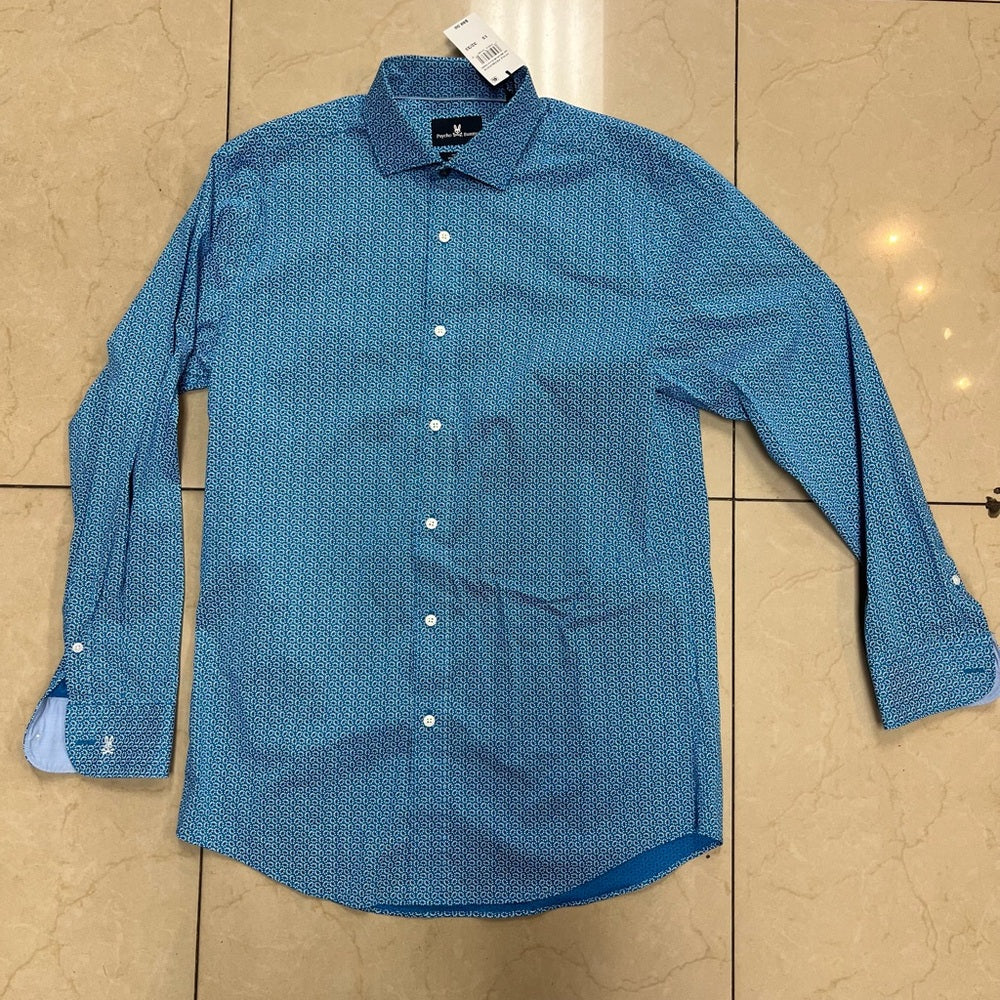 Men's Blue Patterned Shirt physco bunny sz 32/33