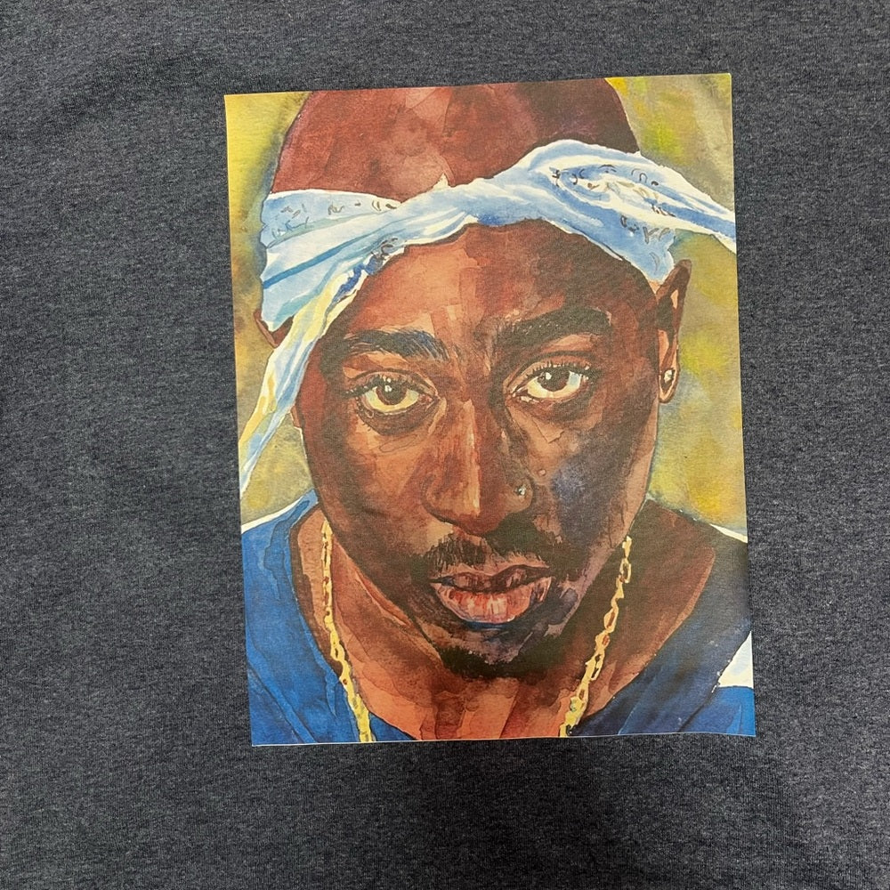 2pac face graphic Men's T-Shirt in Charcoal blue