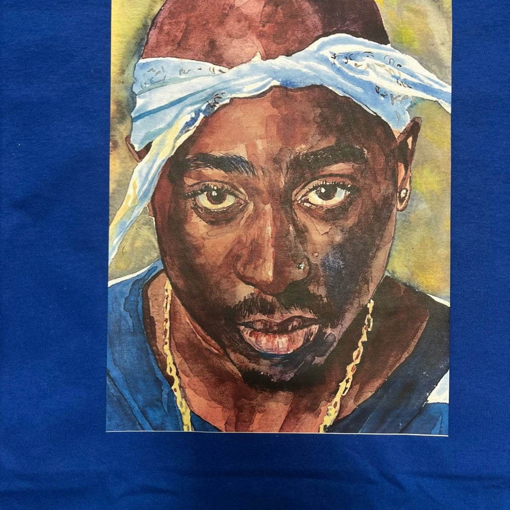 2pac face graphic Men's T-Shirt in royal blue