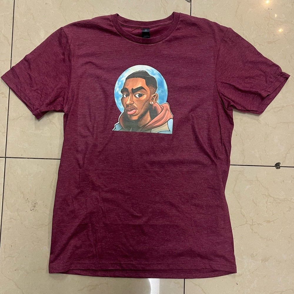 Burgundy 2pac cartoon Graphic T-Shirt sz various