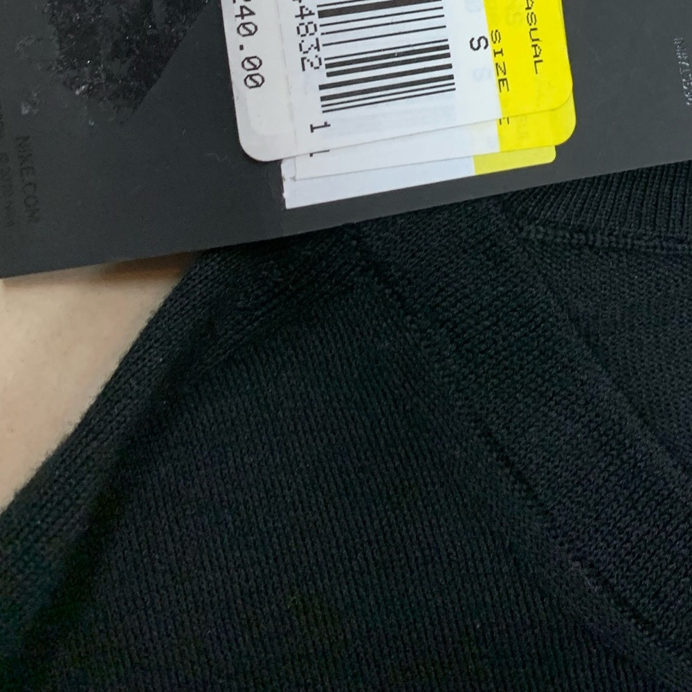 Nike ESC Short Sleeve Knit Top Women's Large CW3749-100 Made In Italy black