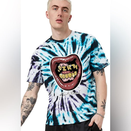Tie-Dye Graphic lips Shirt Sz small