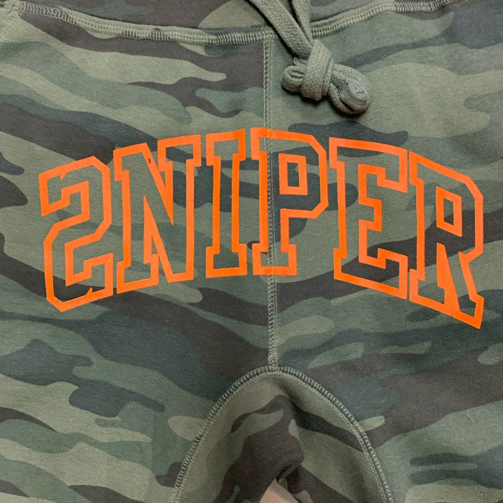 Sz Various Camouflage Sniper Shorts with Orange Lettering