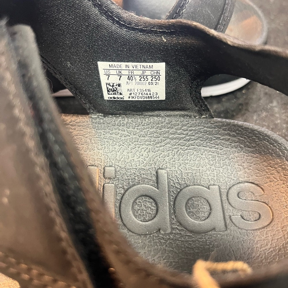 Adidas Women's Adilette Women's Strappy Sandals Black/White Size 7