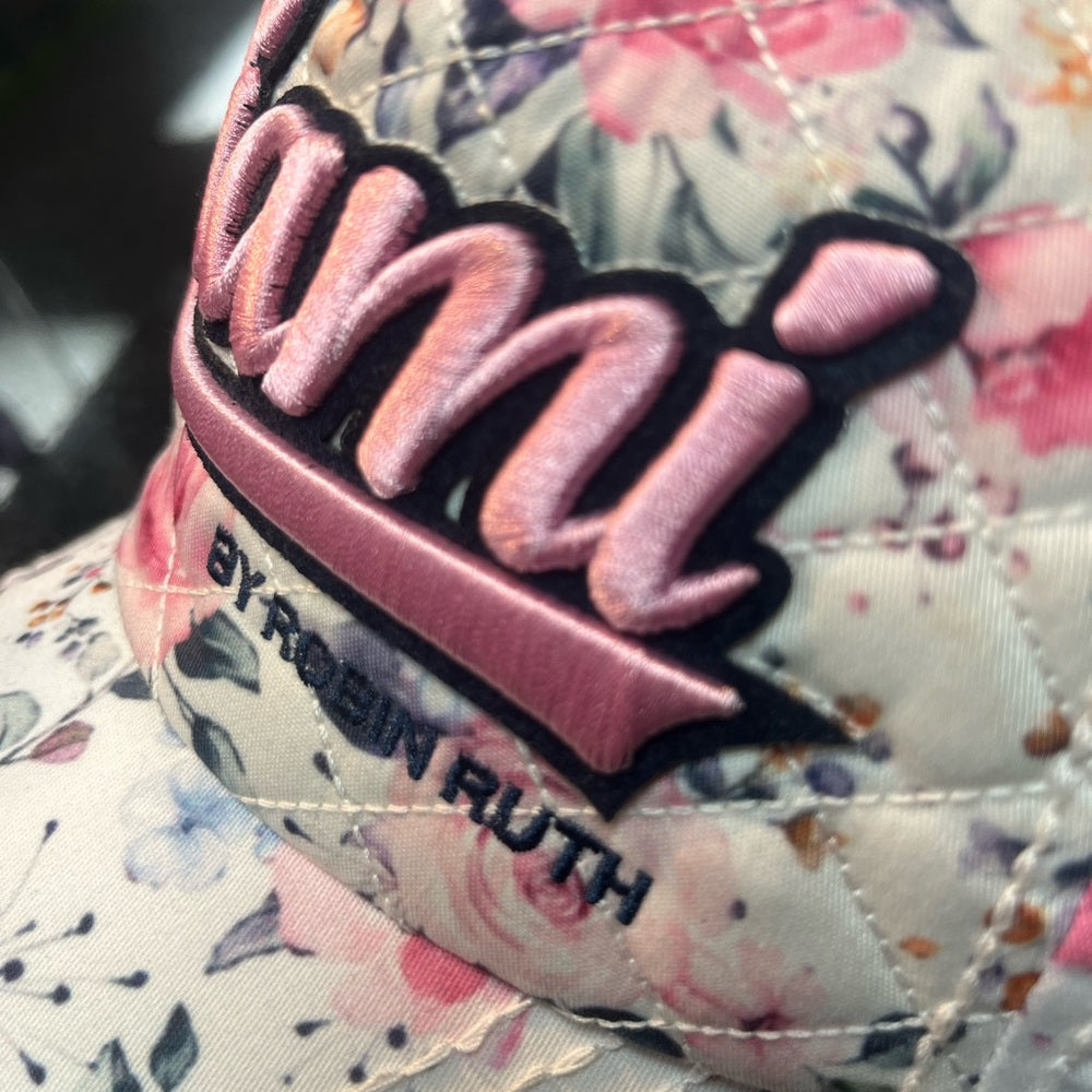 Robin Ruth Miami Embroidered Floral Cap - Pink and White