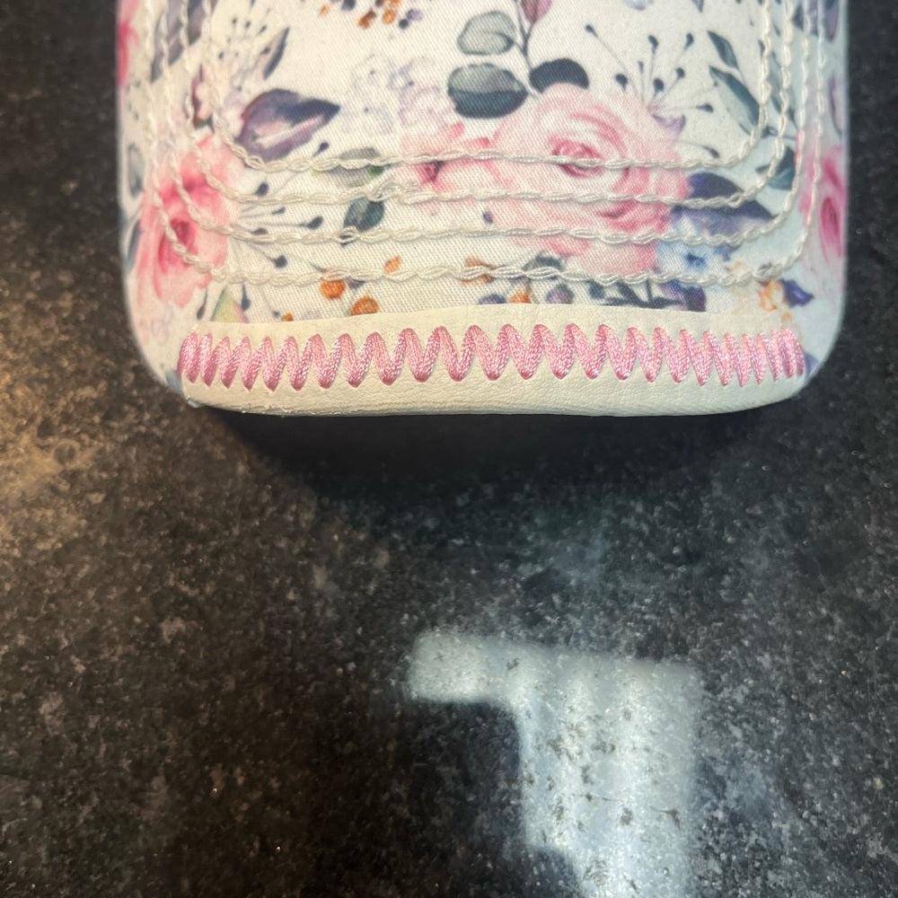 Robin Ruth Miami Embroidered Floral Cap - Pink and White