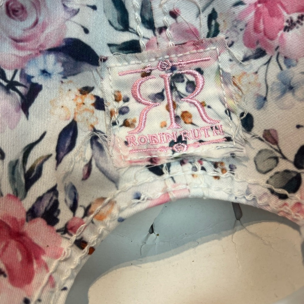 Robin Ruth Miami Embroidered Floral Cap - Pink and White
