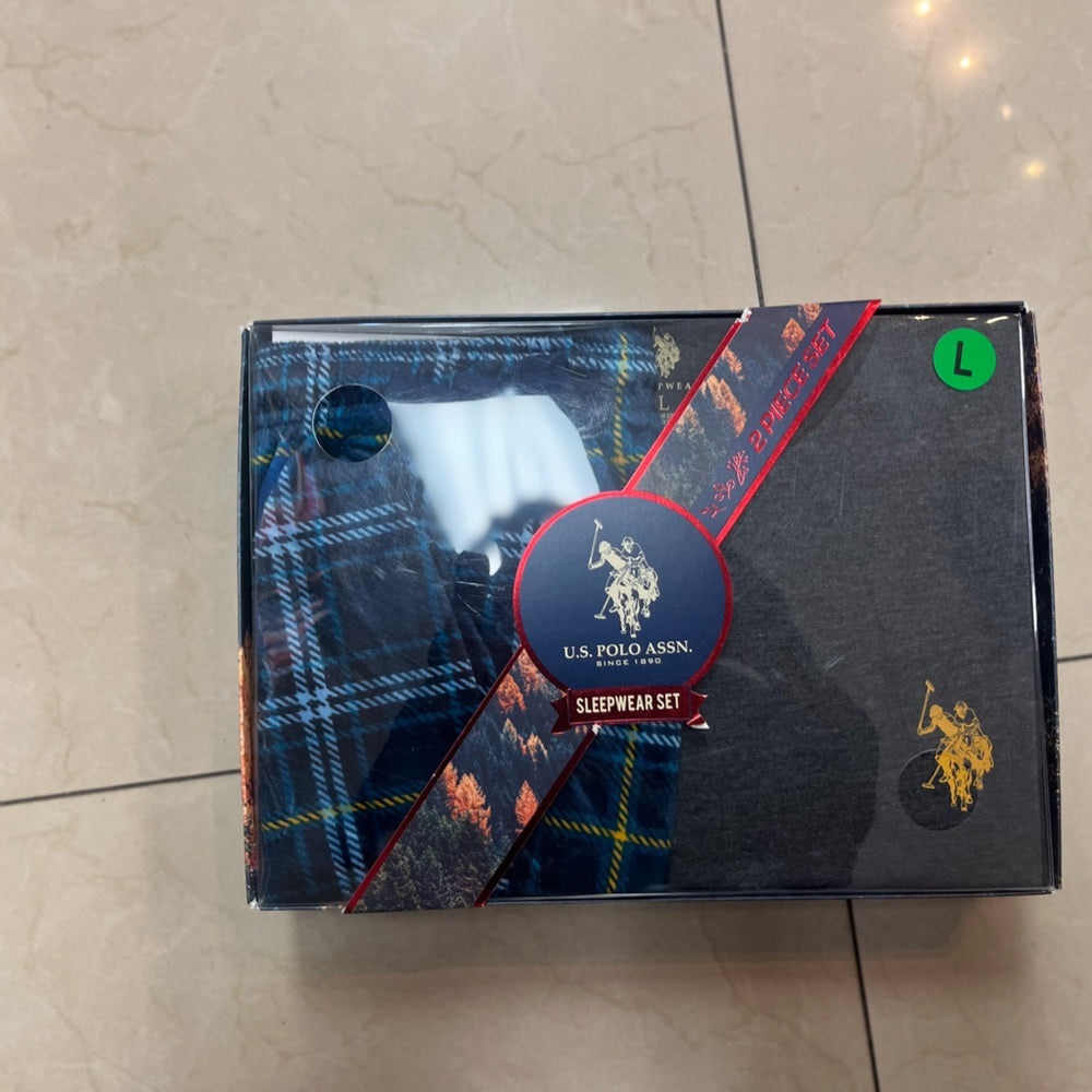 U.S. Polo Assn. Blue Plaid Sleepwear Set
