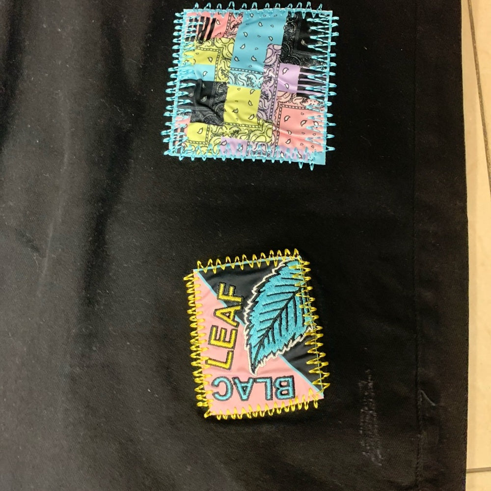Blac Leaf  Jeans with Colorful Patches Sz 40/32