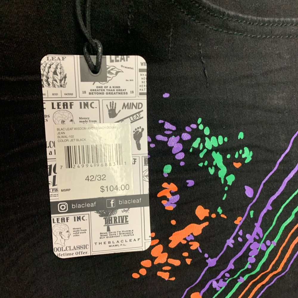 Blac Leaf  Jeans with Colorful Patches Sz 42/32