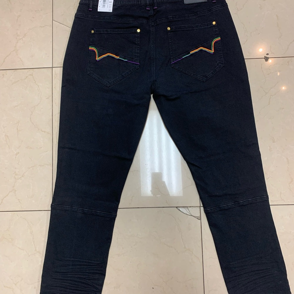 Blac Leaf  Jeans with Colorful Patches Sz 42/32