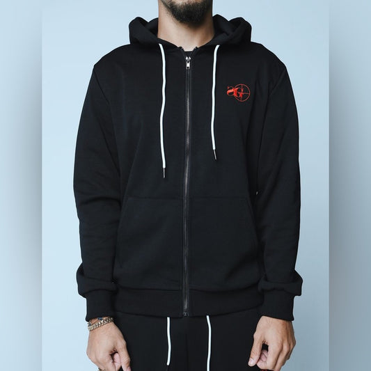 Black Zip-Up Hoodie sz various sniper gang