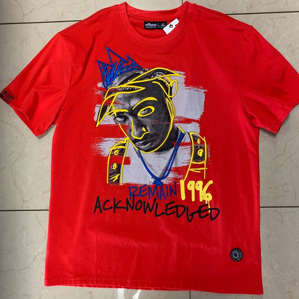 2pac Red Graphic T-Shirt with Bold Design Sz various