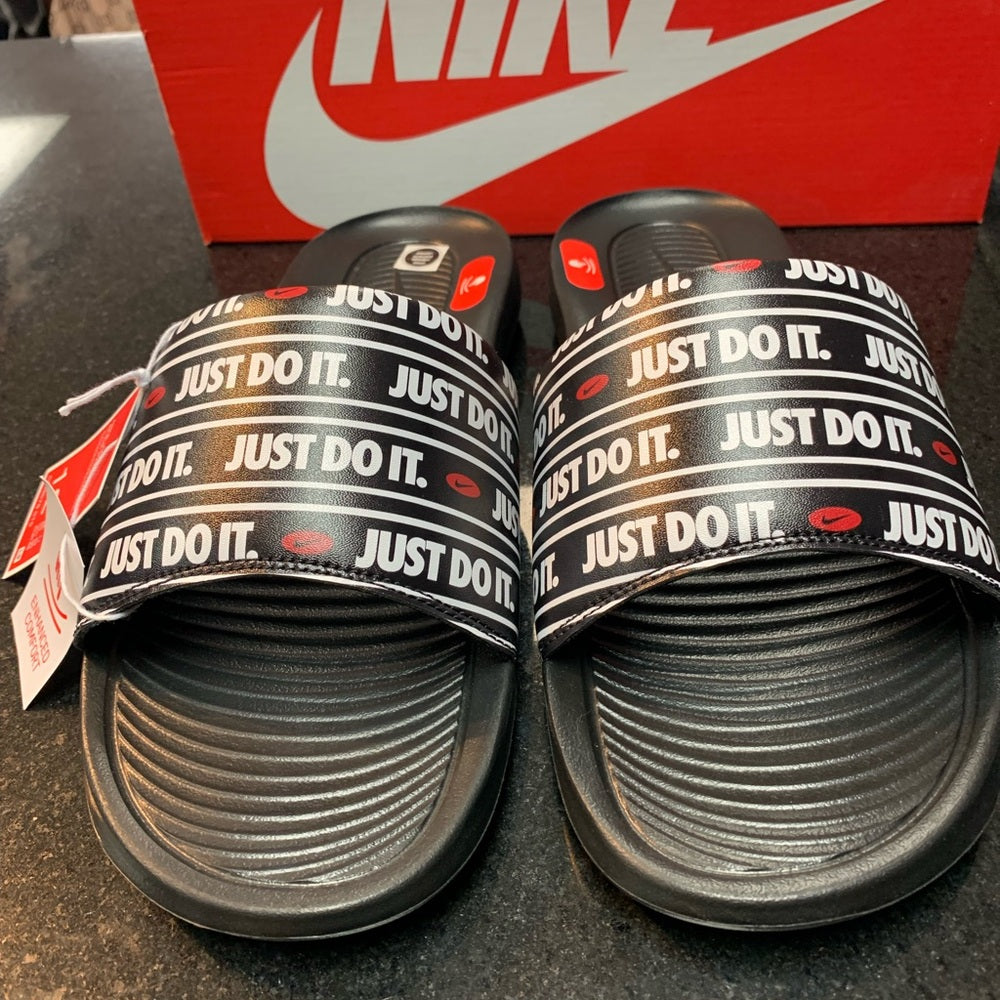 Nike Black Slide Sandals just do it Sz 12