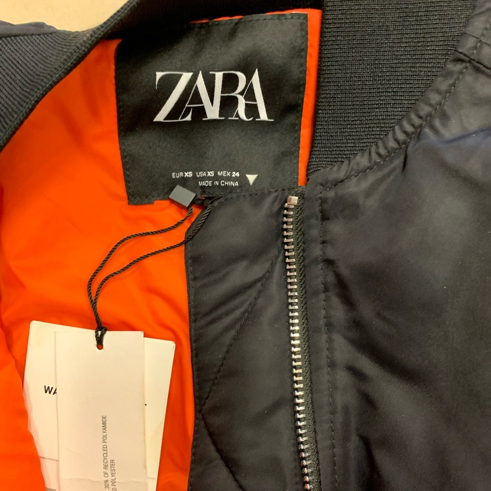 Zara women’s  Black Bomber Jacket