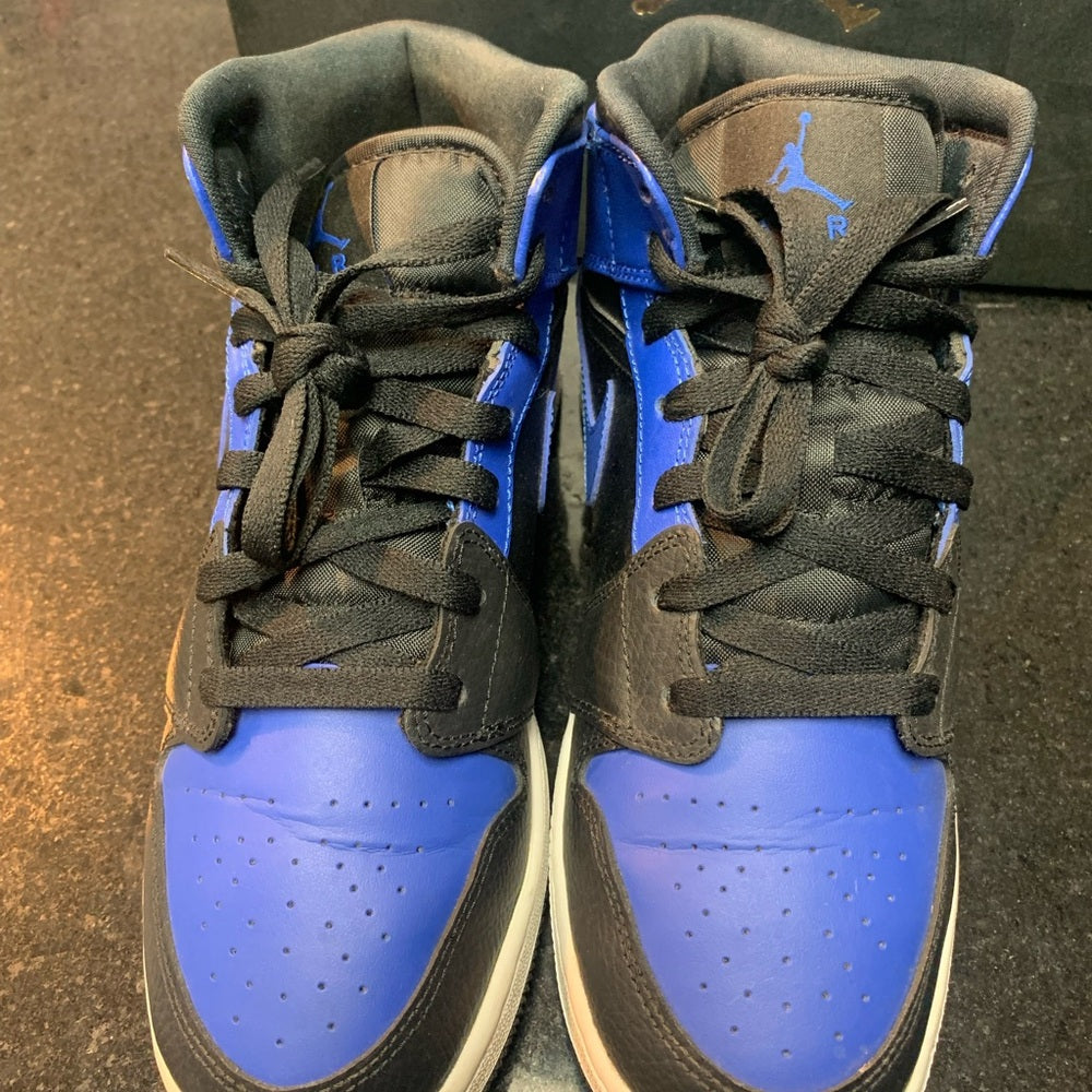 Men's Black and Blue Jordan 1 mid Sneakers