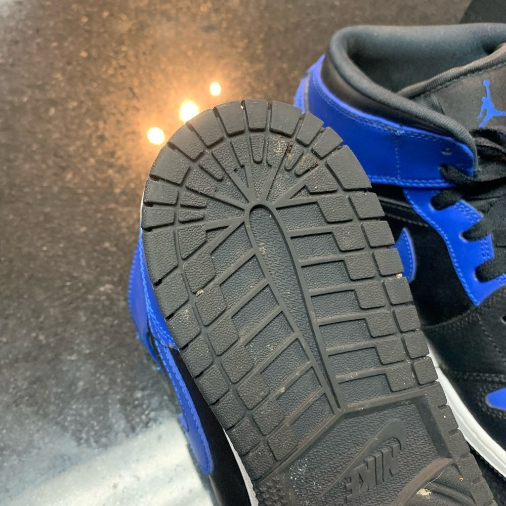 Men's Black and Blue Jordan 1 mid Sneakers