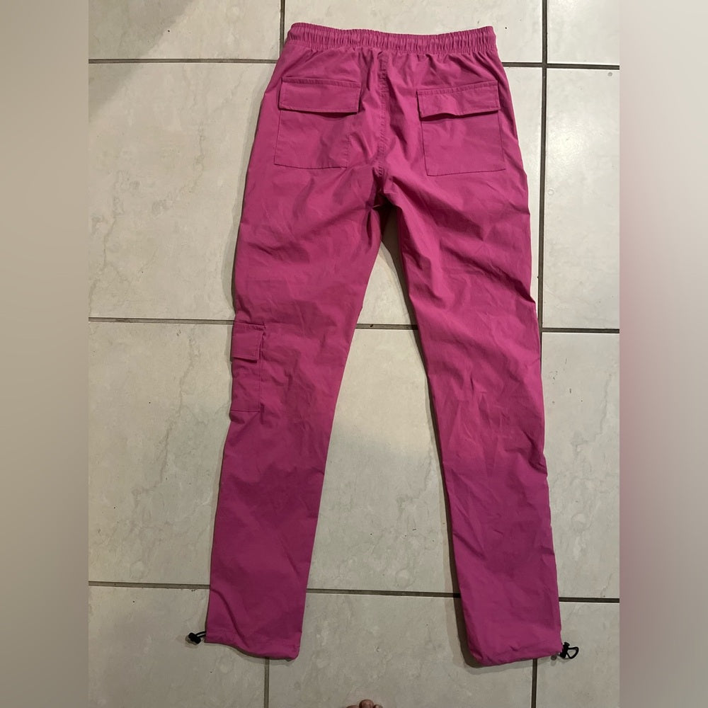 Pink Cargo Pants with Drawstring