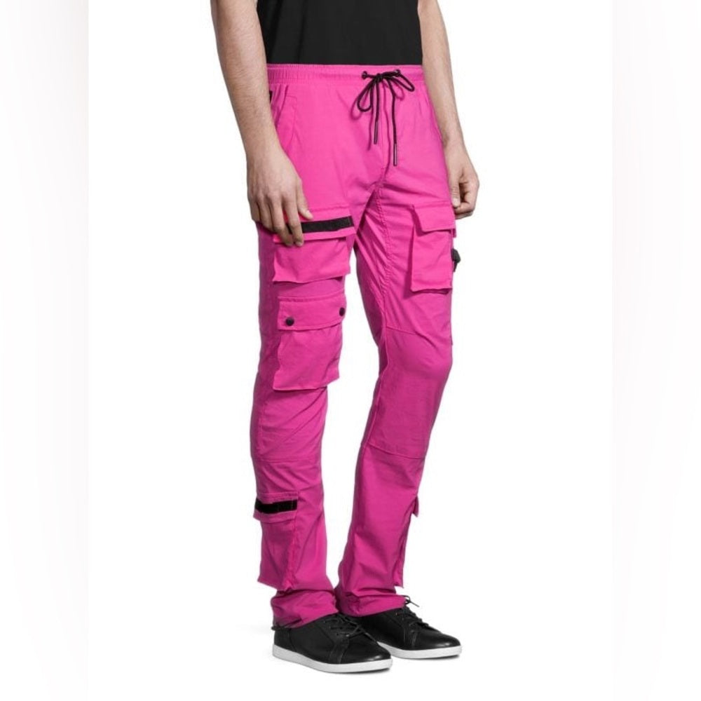 Pink Cargo Pants with Drawstring