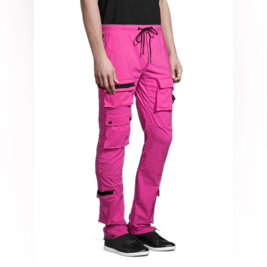 Pink Cargo Pants with Drawstring