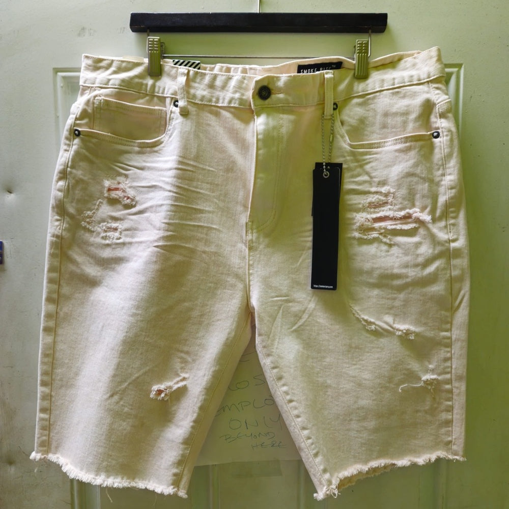 Men's Distressed Cream Shorts