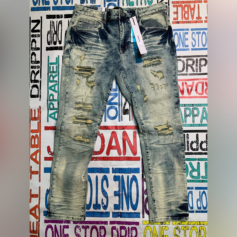 Men's Distressed Blue Jeans Sz 38 NWT