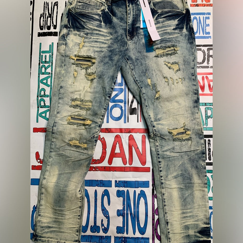 Men's Distressed Blue Jeans Sz 38 NWT