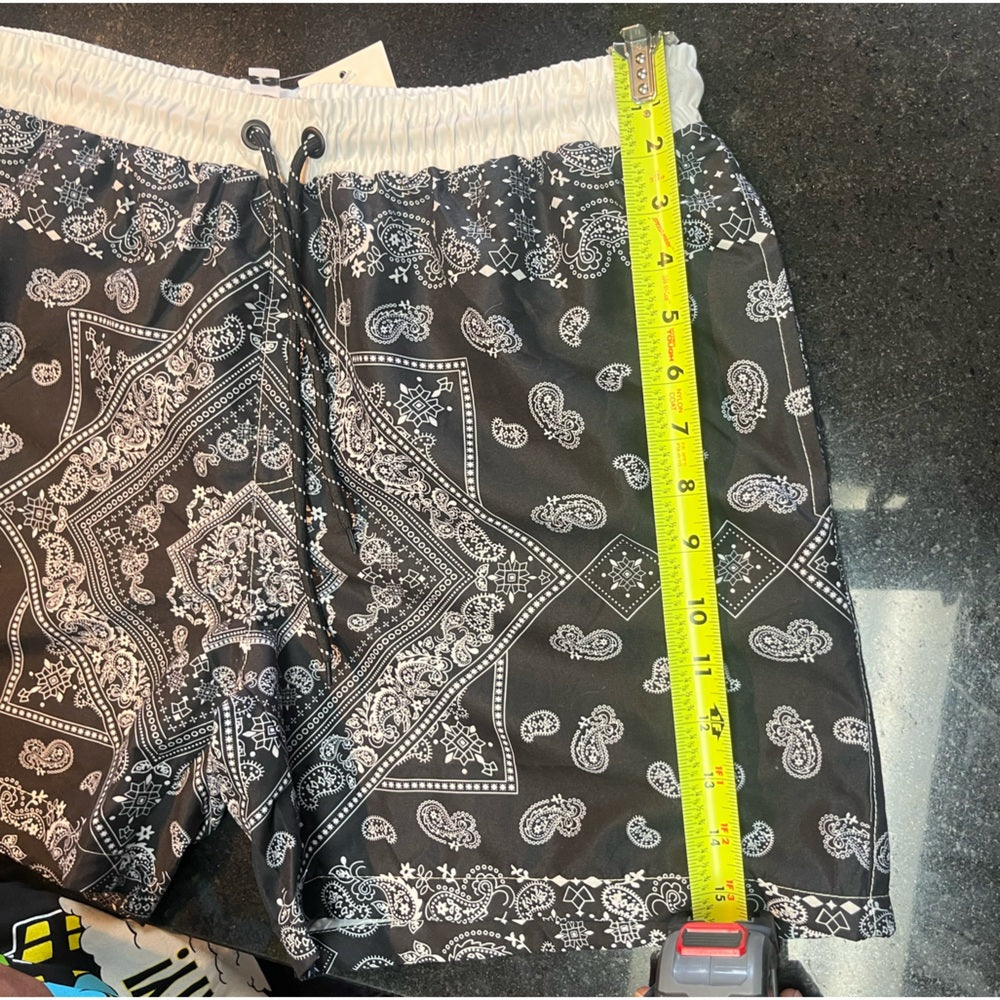Black bandanna swim shorts Sz Various