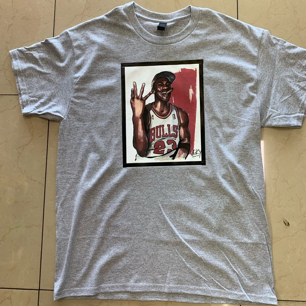 Gray Graphic T-Shirt with Jordan Sz various