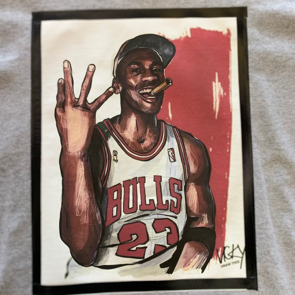 Gray Graphic T-Shirt with Jordan Sz various