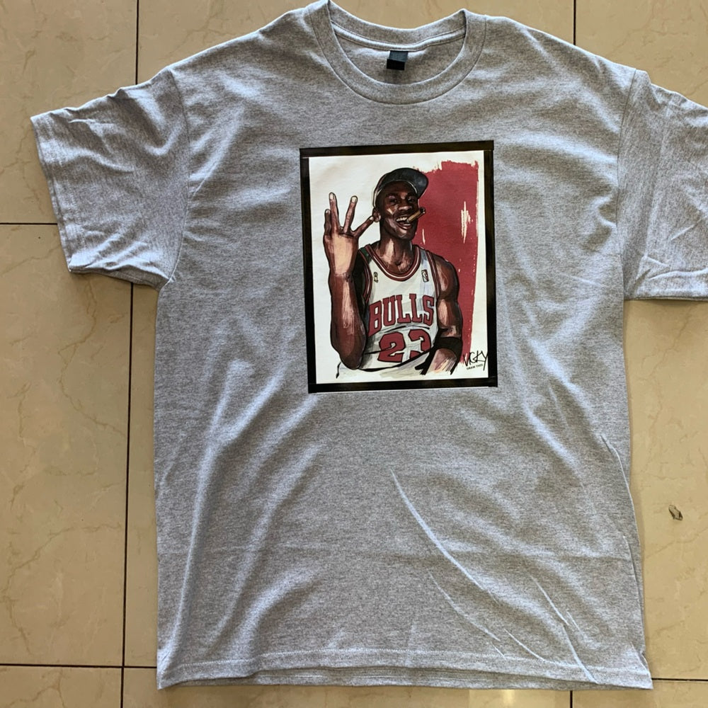 Gray Graphic T-Shirt with Jordan Sz various