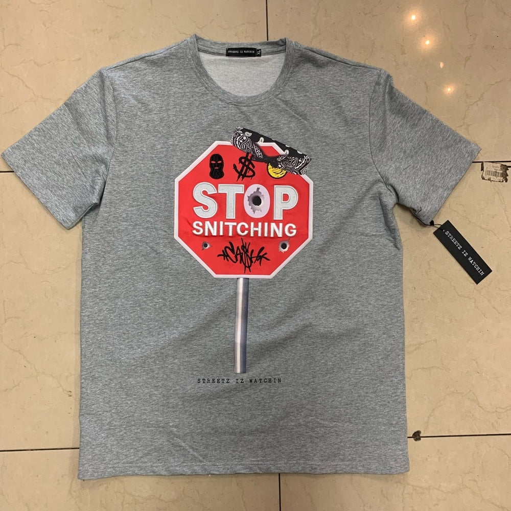 Streetz Iz Watchin Men's Stop Snitchin' Tee Sz various
