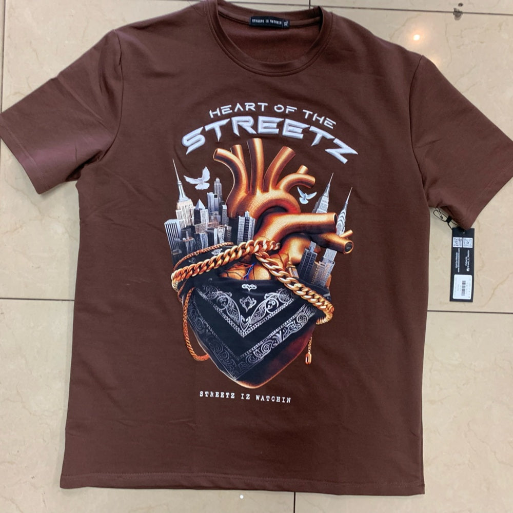 Streetz Iz Watchin Men's Heart Of Streets Tee - Brown