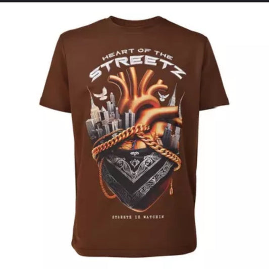 Streetz Iz Watchin Men's Heart Of Streets Tee - Brown