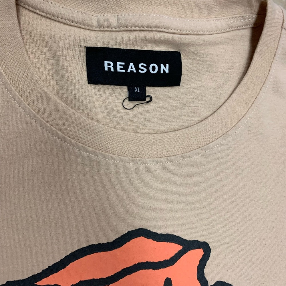 Reason Tan Short Sleeve Tee with Graphic Design Sz Various