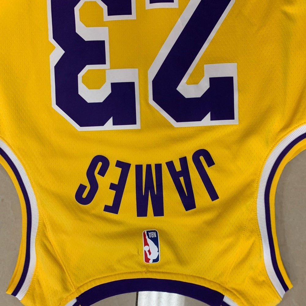 Nike Yellow and Purple Basketball Jersey lebron