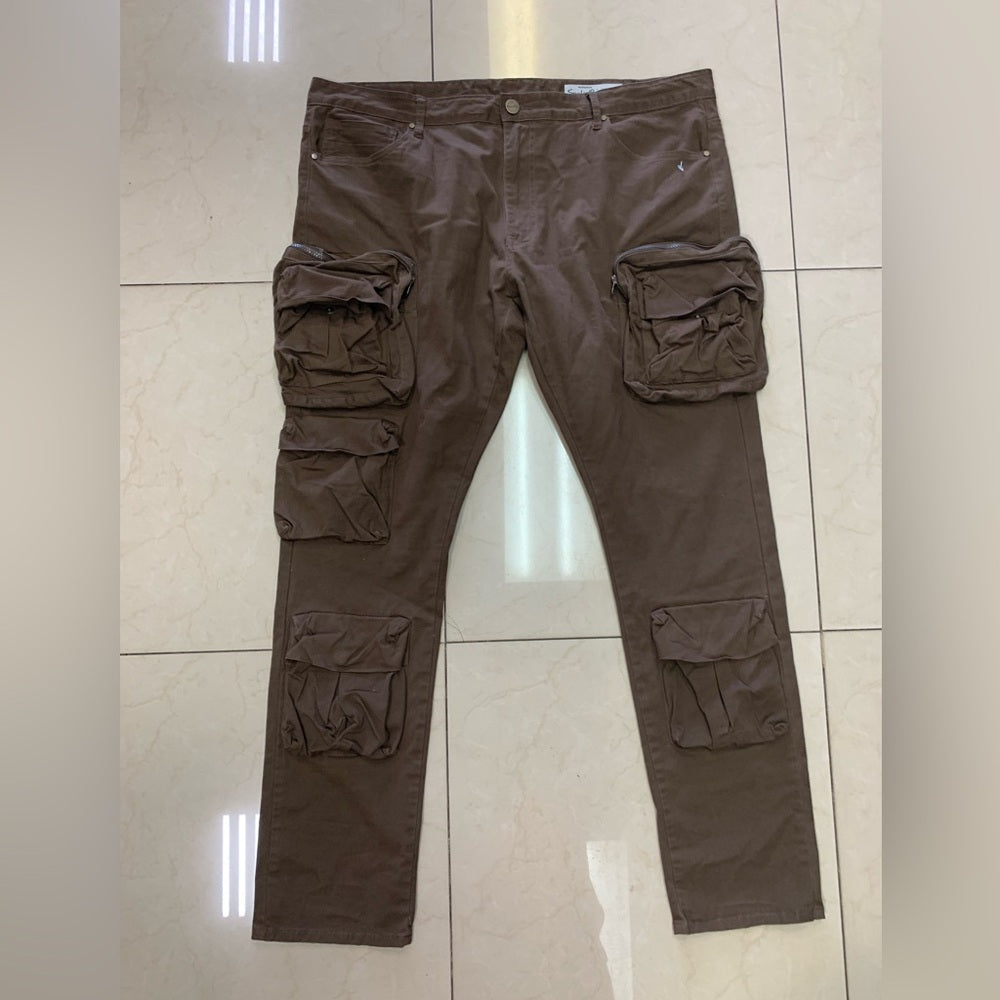 Smoke Rise Men's Slim Fit Cargo Twill Pants - Bison