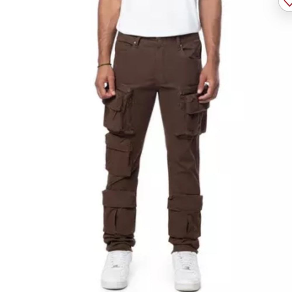 Smoke Rise Men's Slim Fit Cargo Twill Pants - Bison