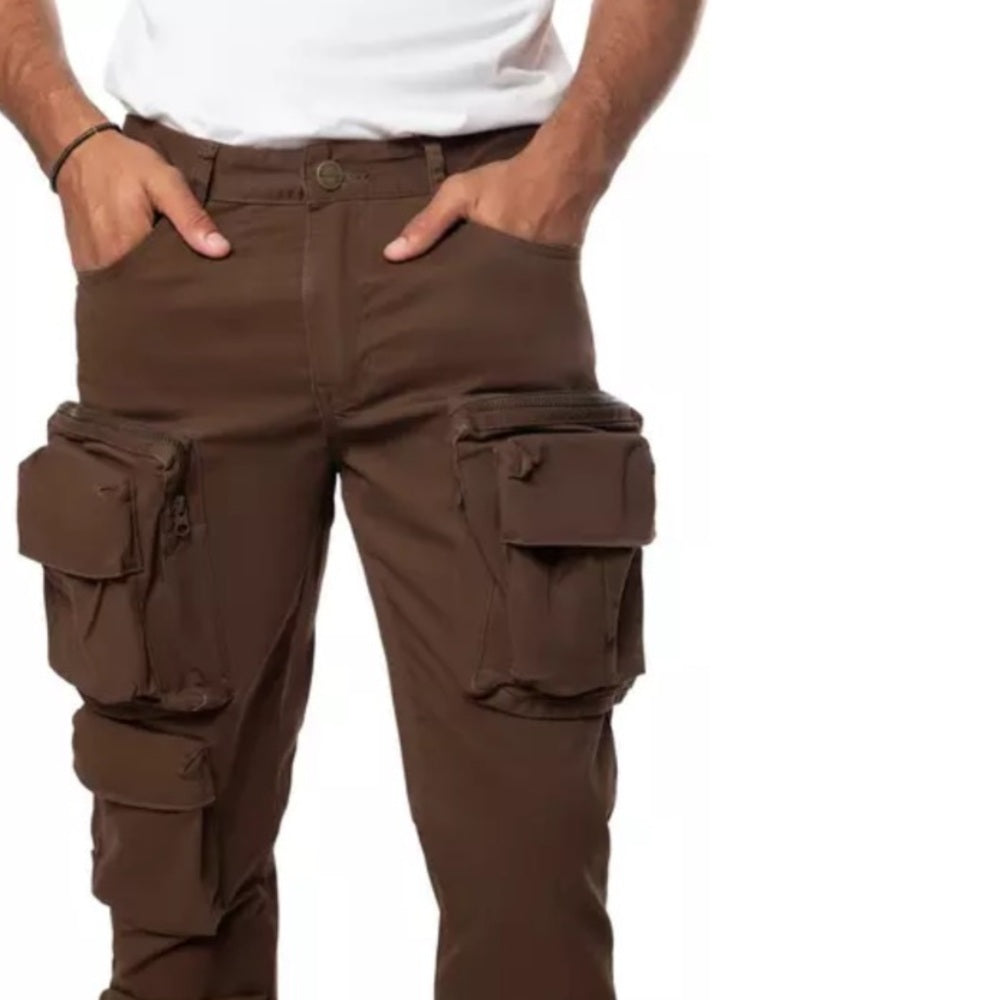 Smoke Rise Men's Slim Fit Cargo Twill Pants - Bison