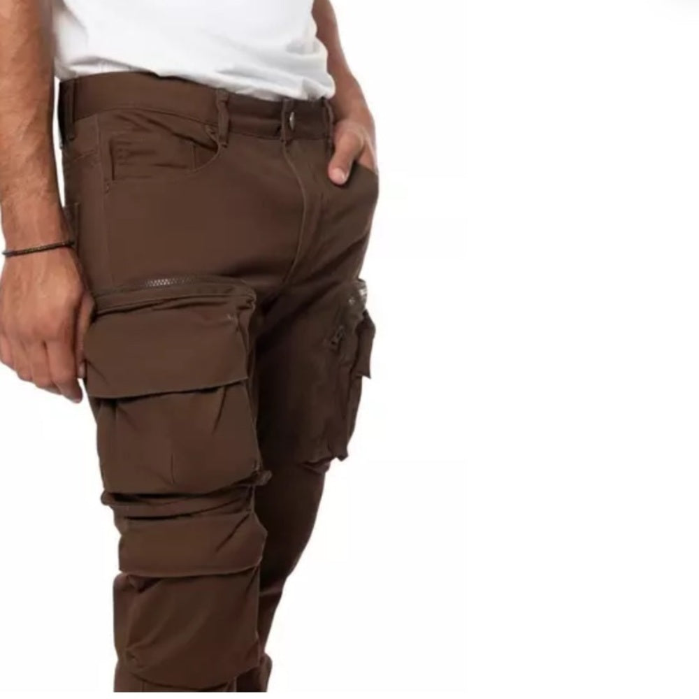 Smoke Rise Men's Slim Fit Cargo Twill Pants - Bison