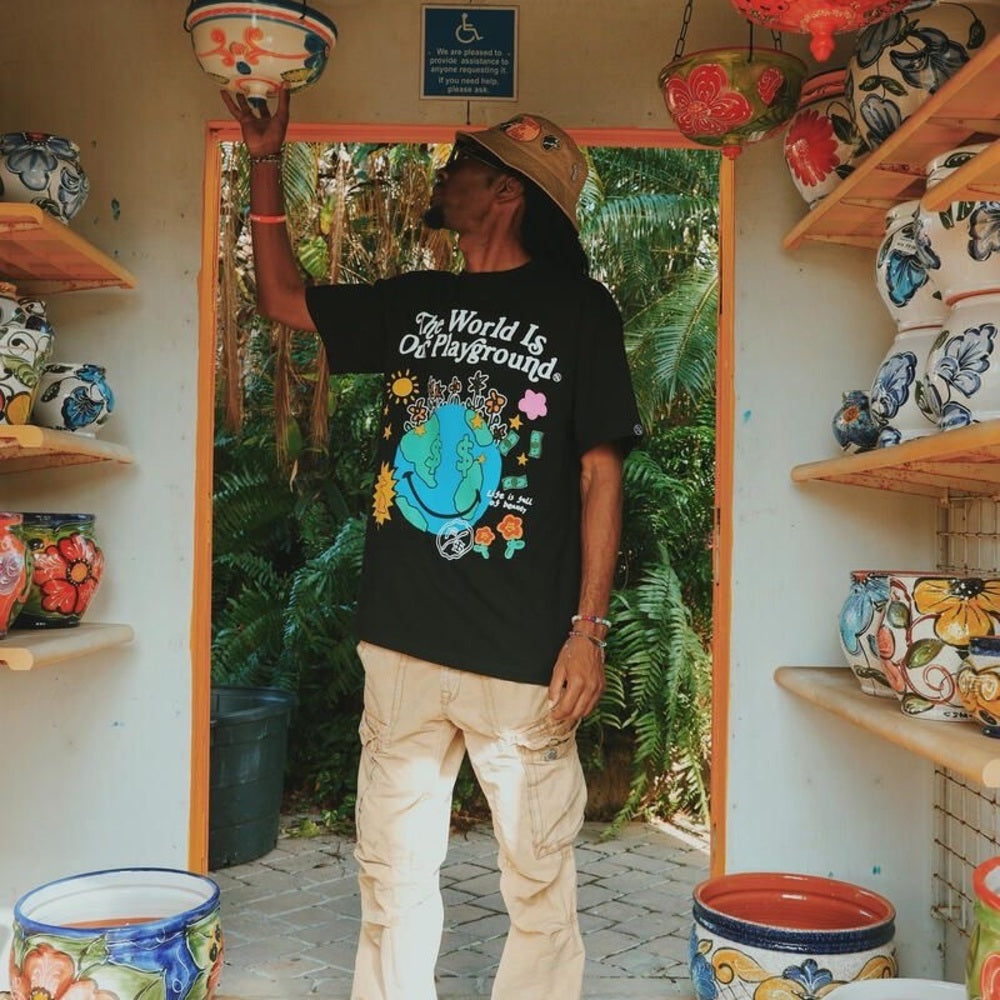 Black Graphic T-Shirt with Colorful Design Sz various