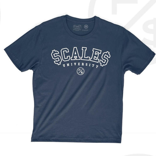 Blue and White Scales university tee Sz various