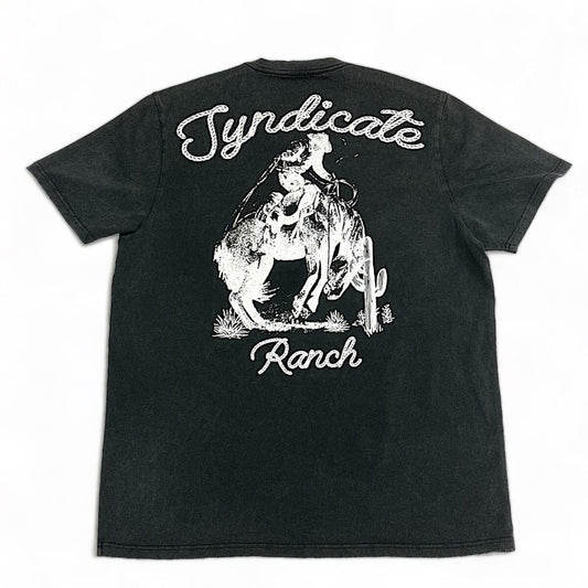 Black Men's T-Shirt Syndicate embroidery western graphic tee Sz various black