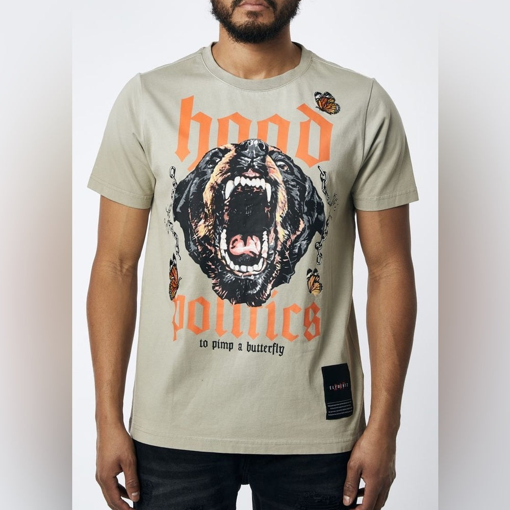 Graphic T-Shirt - Beige hood politics Sz various