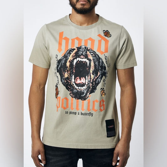 Graphic T-Shirt - Beige hood politics Sz various