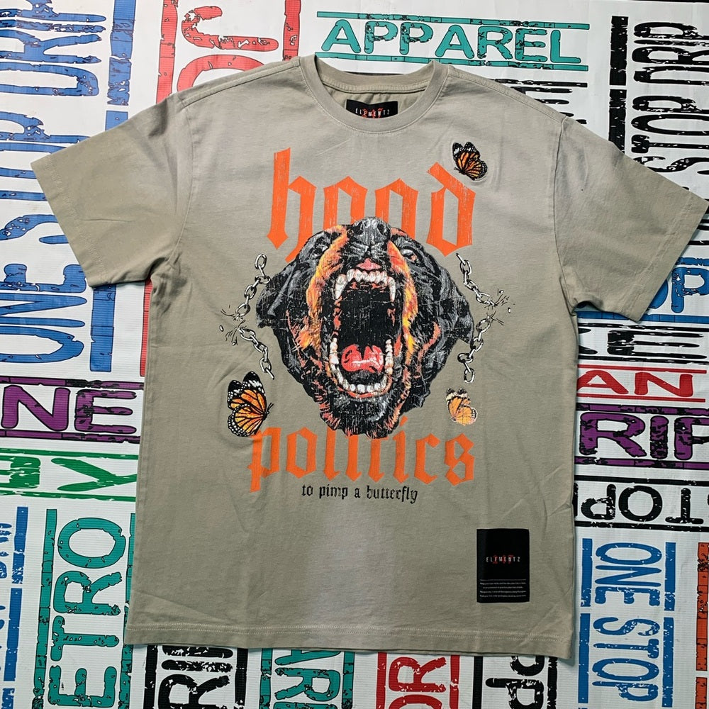 Graphic T-Shirt - Beige hood politics Sz various