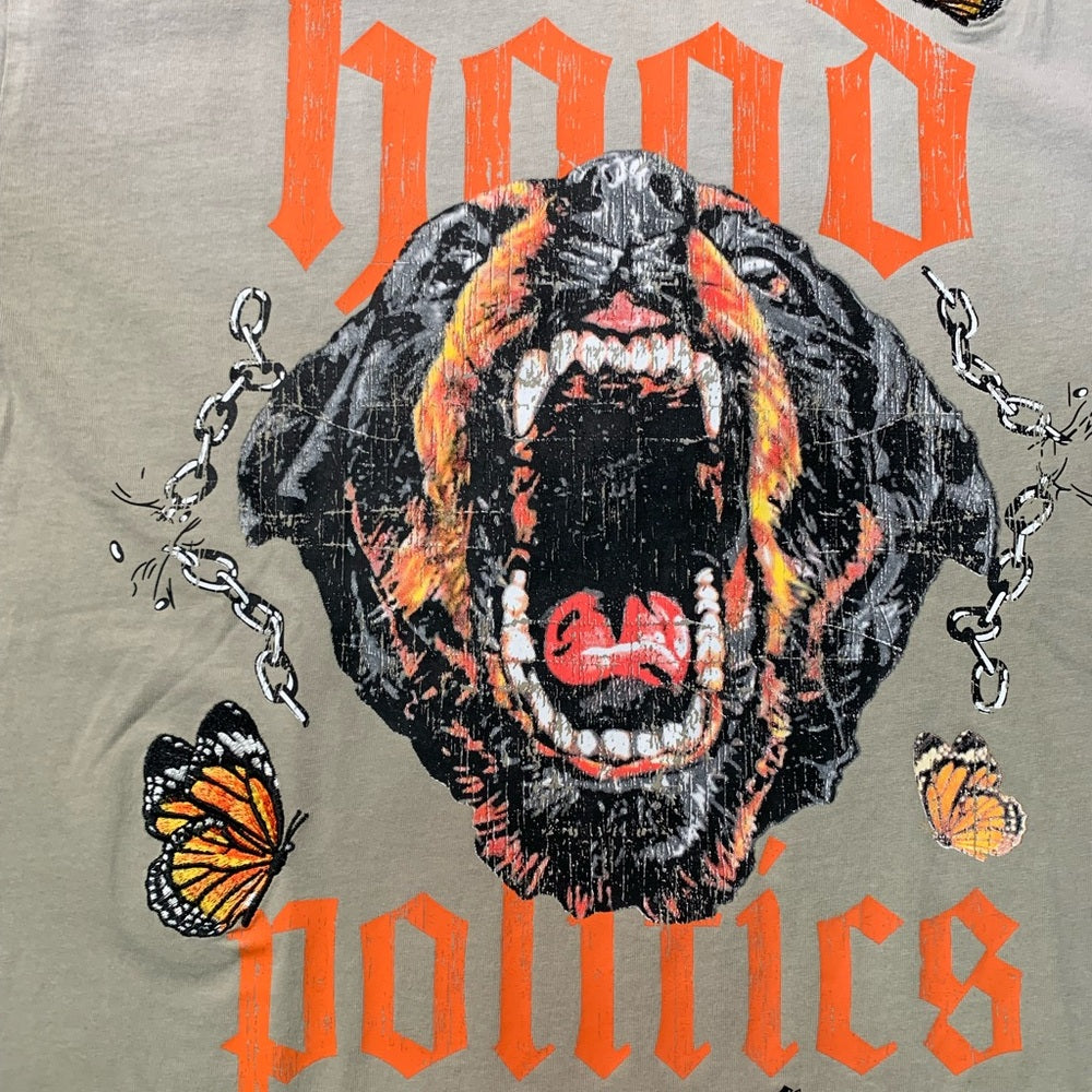 Graphic T-Shirt - Beige hood politics Sz various