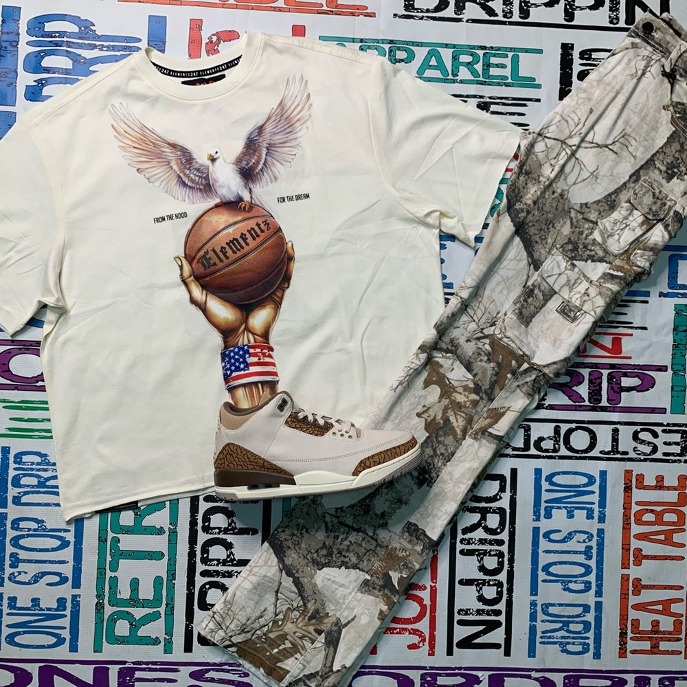 Element Cream Short Sleeve Graphic crop  Tee Sz various