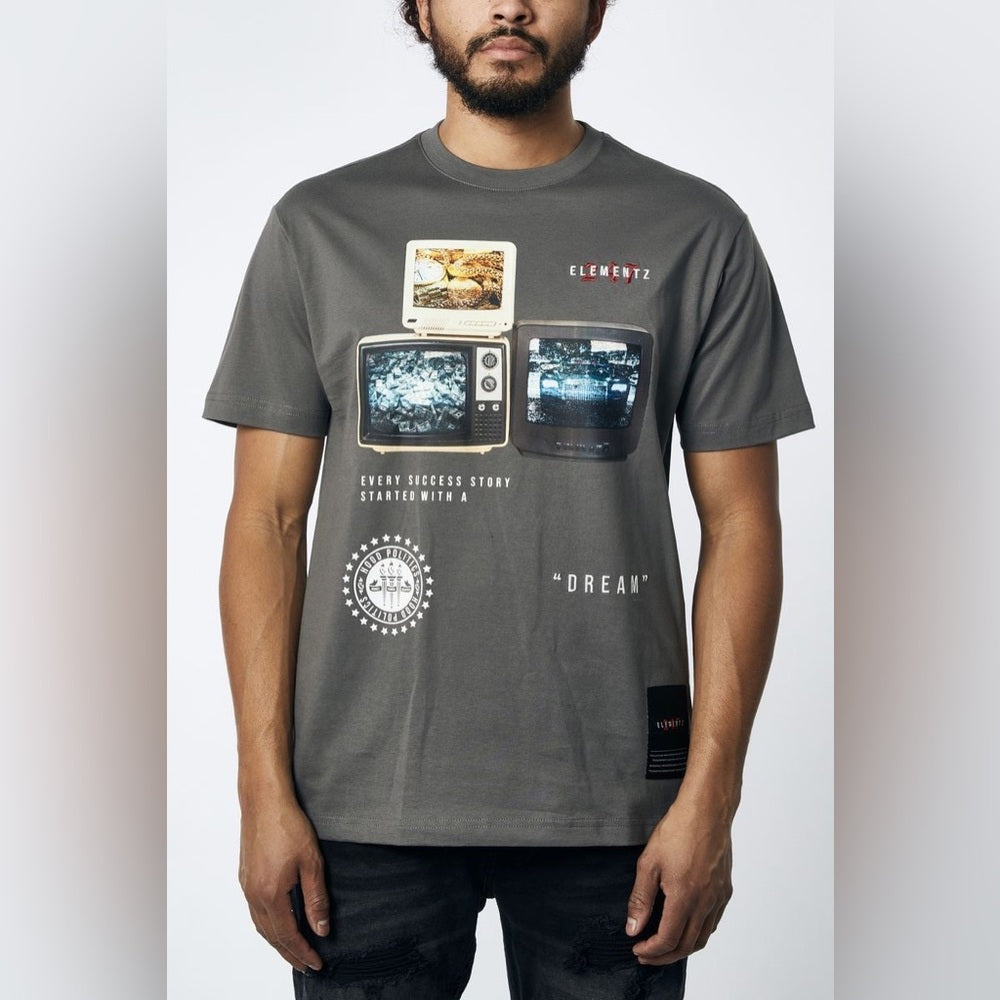 Sz various Elementz Gray Graphic T-Shirt for Men ol skool graphic