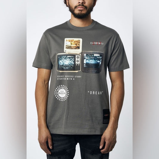 Sz various Elementz Gray Graphic T-Shirt for Men ol skool graphic